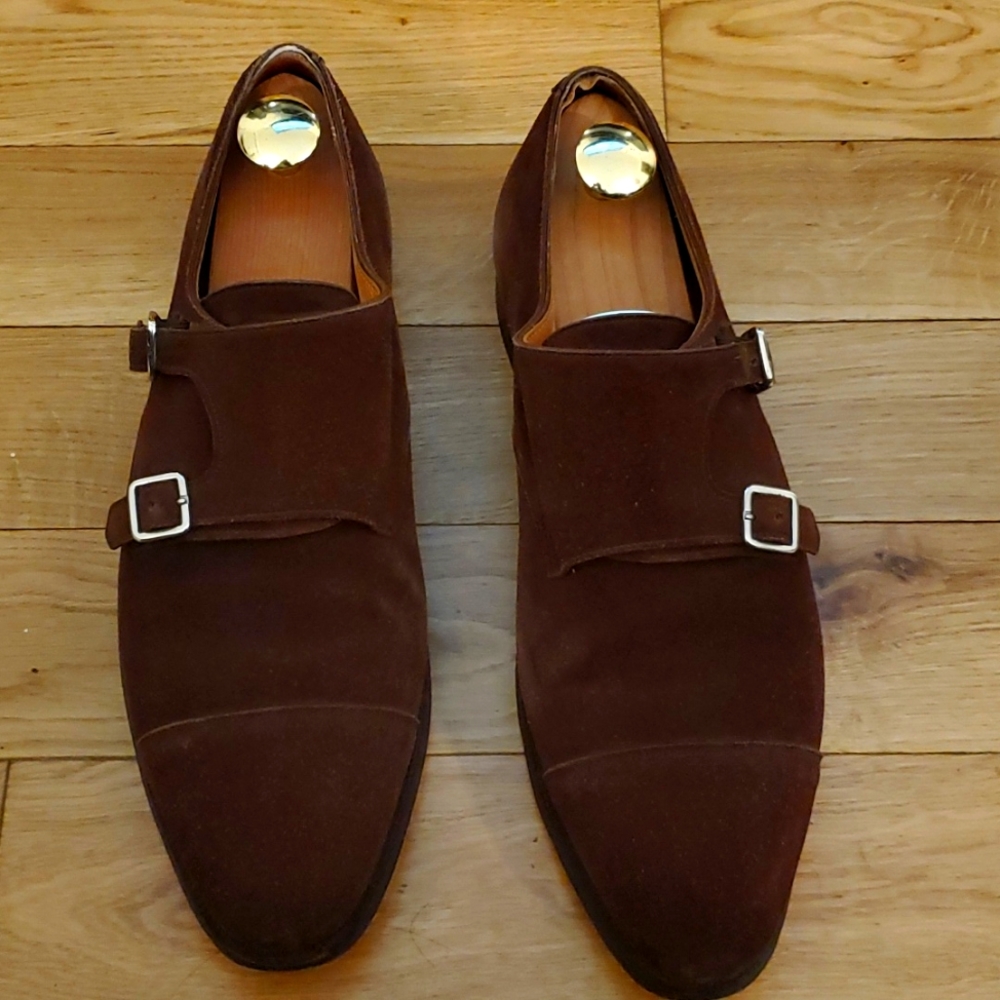 double month brown suede shoes